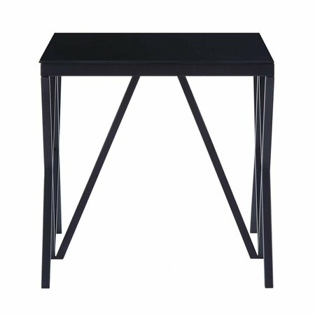 HOMEROOTS 21 in. Glass & Metal Square End Table Black 485875
